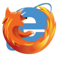 Firefox vs. MS Internet Explorer | tekening: L.F. Regrave