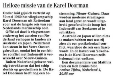 Heiloze missie van de Karel Doorman | copyright: de Volkskrant, 1-11-2005