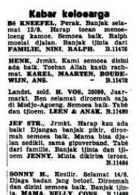 Familieberichten uit de Pewarta Perniagaan, 12 augustus 1942 | bron: NIOD