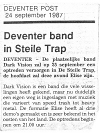 Deventer band in Steile Trap | Bron: Deventer Post, 24-9-1987